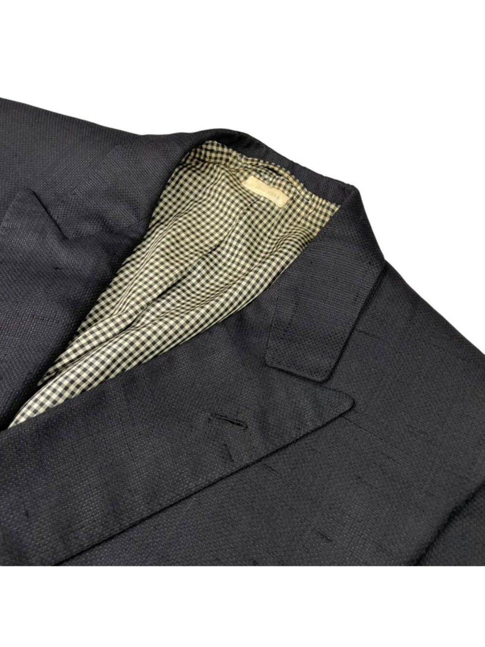 Brioni Men's 100% Silk Double Breasted Blazer Black Textured • Italy • 40R US